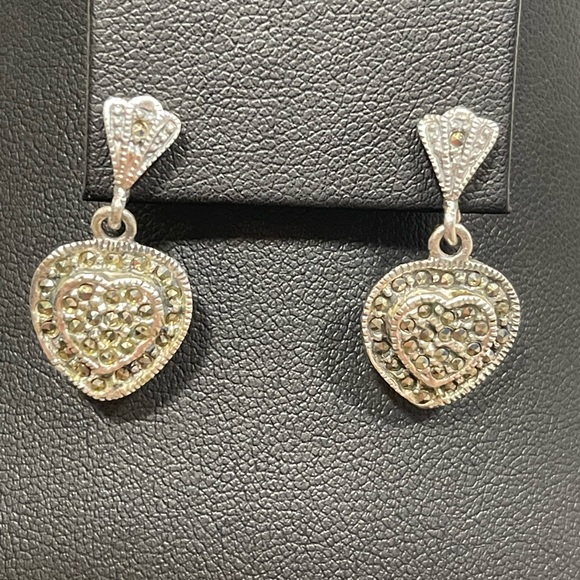 Vintage, Marsala, earrings marcasite 925. - Picture 4 of 8